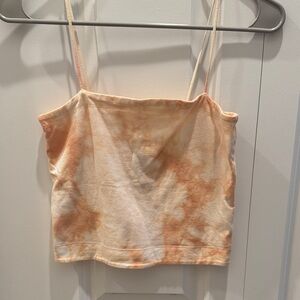 American Eagle Outfitters Tie-Dye Cropped Cami in Peach and Cream